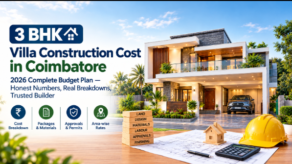 3 BHK villa construction cost in Coimbatore 2026 complete budget plan by LANS Promoters