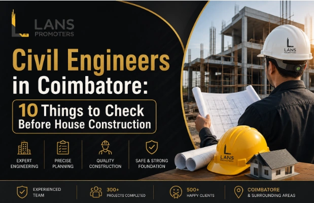Civil engineers in Coimbatore reviewing house construction plans