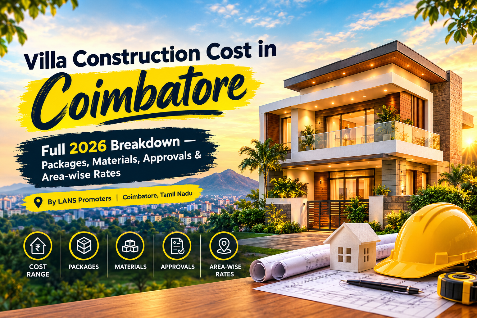 3 BHK villa construction cost in Coimbatore 2026 complete budget plan by LANS Promoters